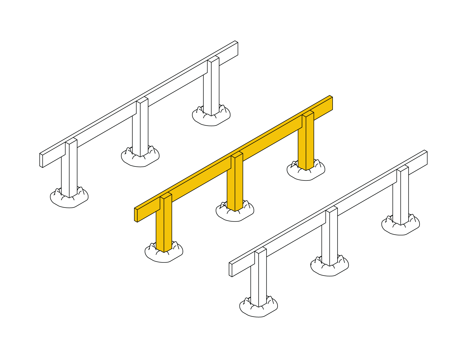 Interior posts and bearers added and checked for level Interior posts and bearers added and checked for level