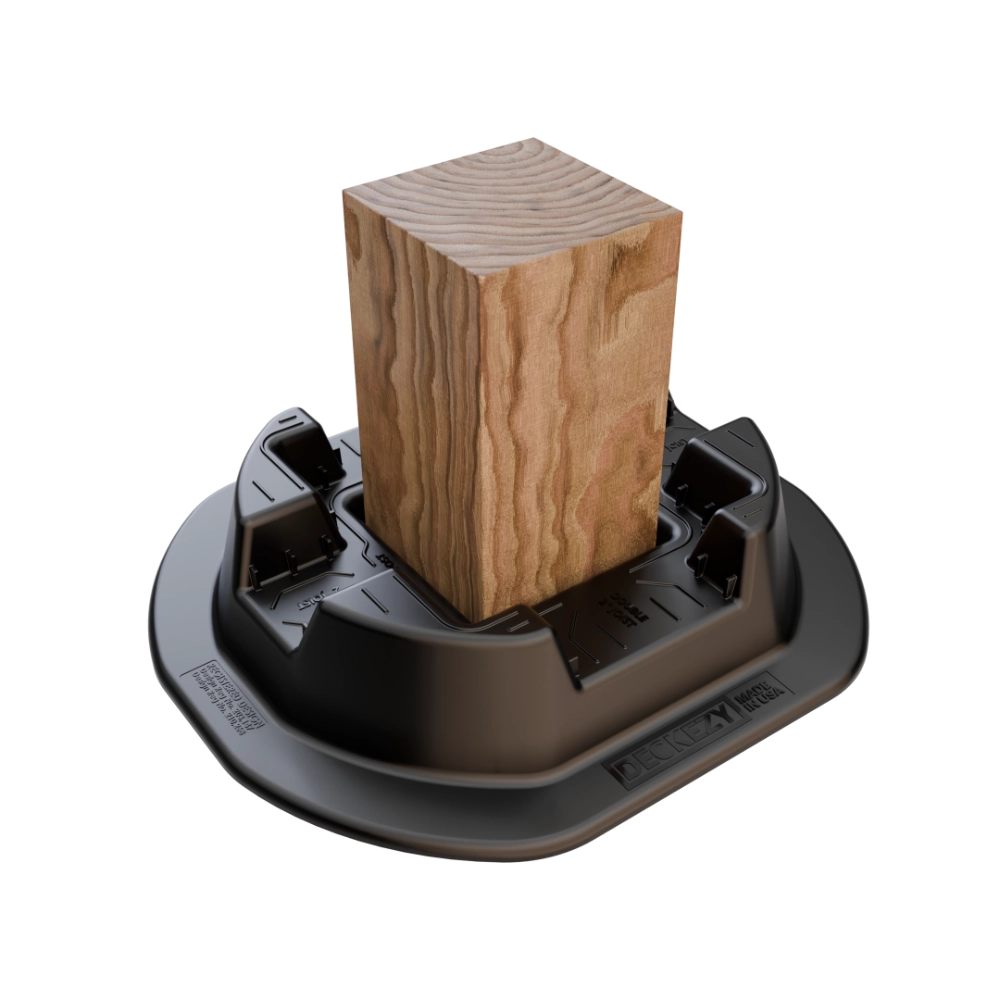 4x4 inch post seated in a DeckEzy Foundation Block