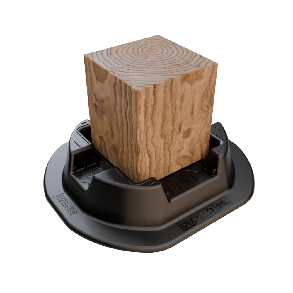 6x6 inch post seated in a DeckEzy Foundation Block
