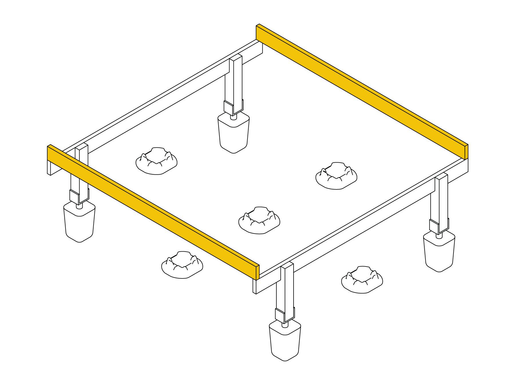 Rim joists fixed to the outer bearer substructure